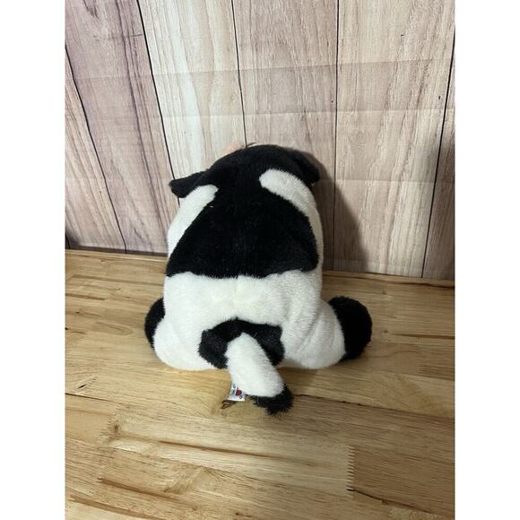 Aurora Cow Plush Stuffed Animal Small Black & White 8" Heavy - Picture 5 of 10
